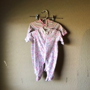 Girls Pajamas Y2K Bundle Set Of 2 Long Sleeve Footed Baby Sleepers 0-3 Months